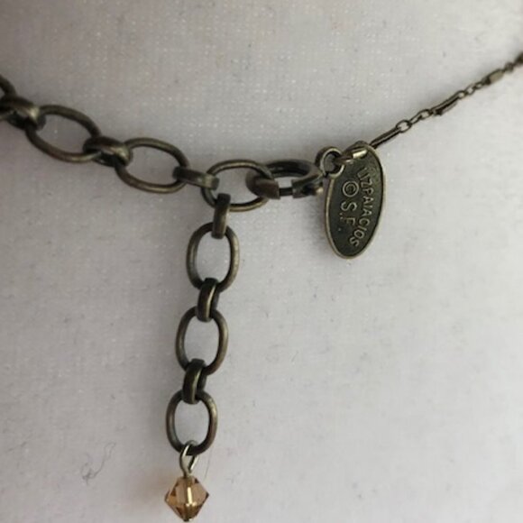 LIZ PALACIOS of San Francisco Amber Crystal Blue Vintage Necklace - Picture 13 of 16